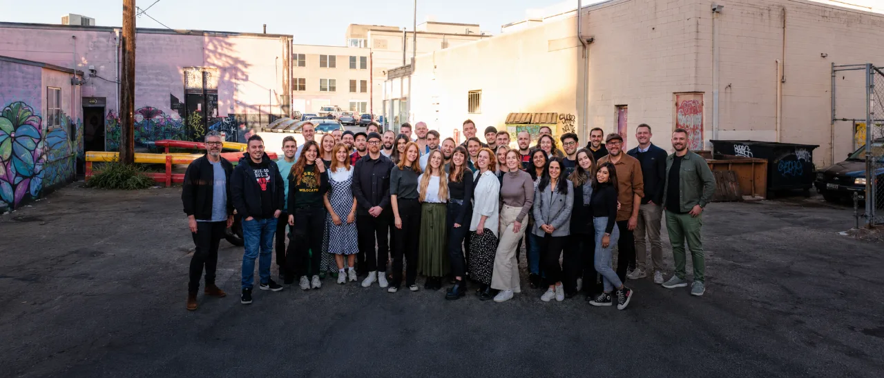 The Juicebox team gathered outside the studio in West Leederville.